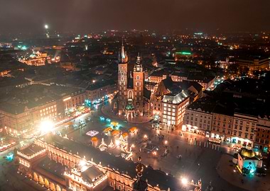Aerial view over Cracow