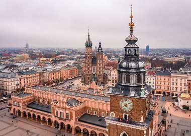 Aerial view over Cracow