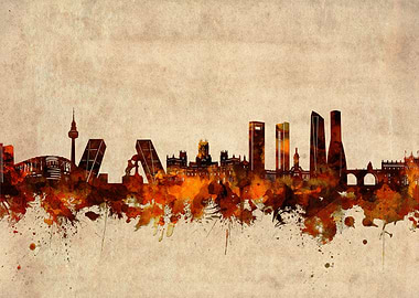 madrid skyline grunge