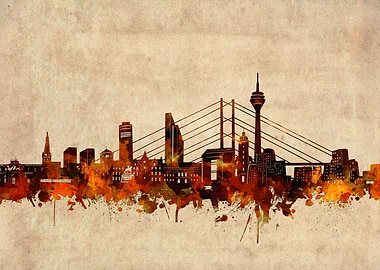 dusseldorf skyline grunge