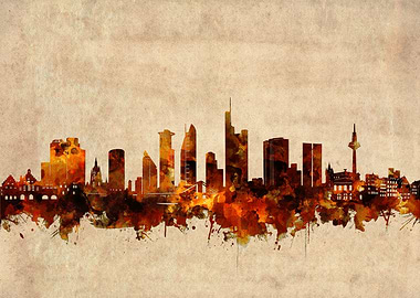 frankfurt skyline grunge