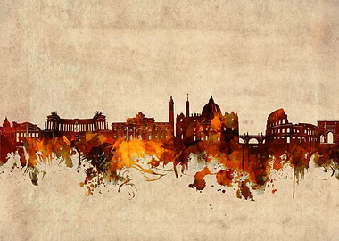 rome skyline grunge