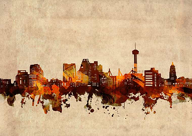 san antonio skyline grunge