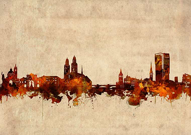 zurich skyline grunge