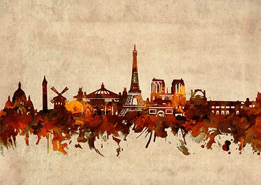 paris skyline grunge