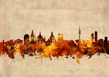 munich skyline sepia