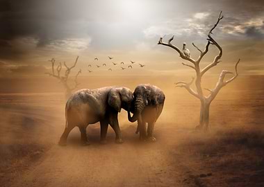 Desert Elephants Home Deco