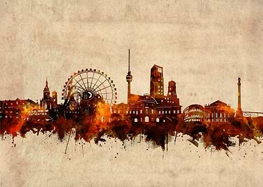 stuttgart skyline grunge