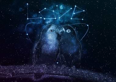 Night Galaxy Parrot Love