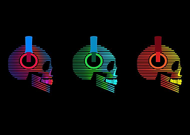 Skull icons with headphone