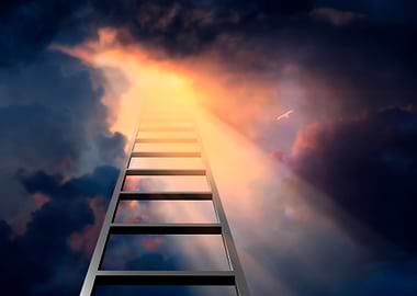 Ladder into dramatic sky