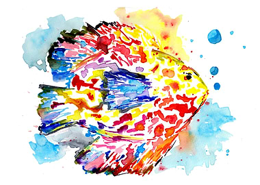Rainbow Fish Watercolor