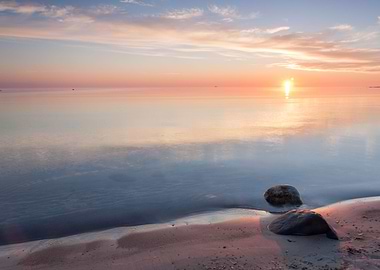 Sunrise over sea horizon