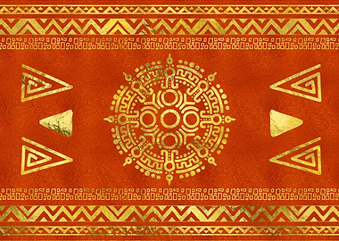 Gold Aztec Calendar Sun