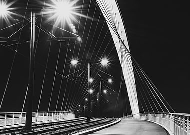Tram bridge at night