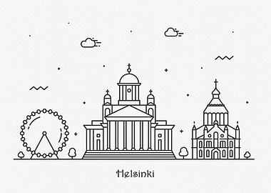 Helsinki City Skyline