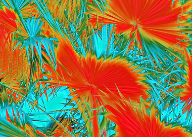 orange palm leaves