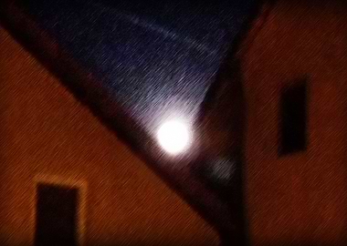 Supermoon over houses