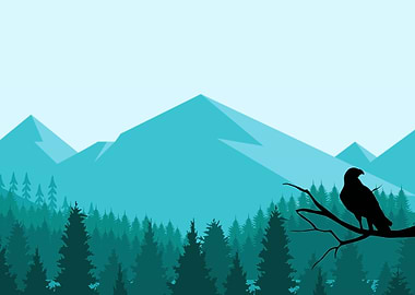 mountains with eagle