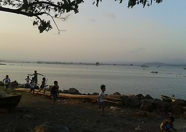 Kids playing at beach
