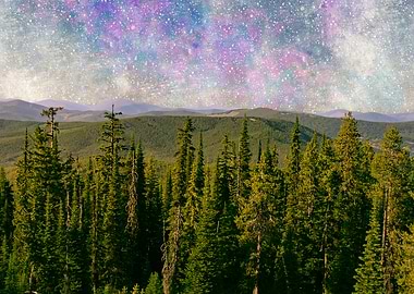 Nebula Over the Trees