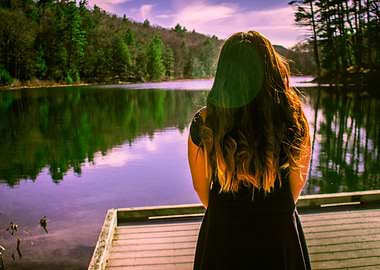Girl Standing by Water