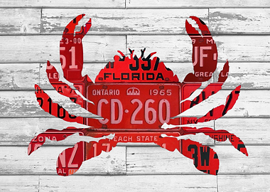 Crab License Plate Art