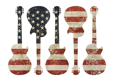US flag guitar shaped