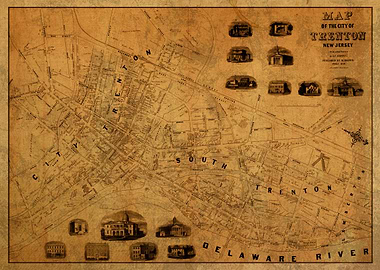 Trenton NJ Map 1849
