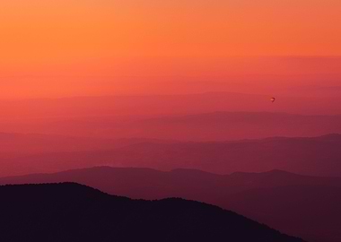 Hot air balloon at sunrise