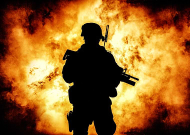 Silhouette of soldier