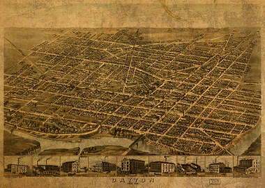Dayton Ohio City Map 1870