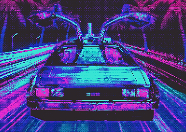 Retro Pixel Art Car