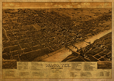 Waco Texas City Map 1886