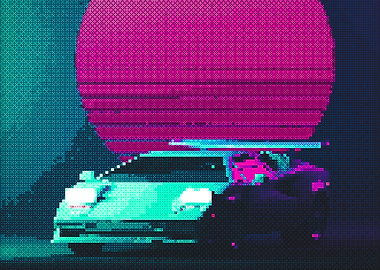 Retro Pixel Art Car