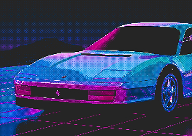 Retro Pixel Art Car