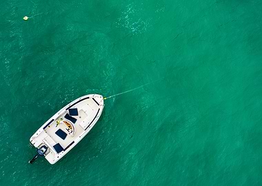 Green sea and the Boat