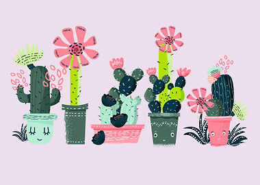 Cacti on Pink