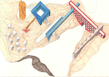 A red building by the bay