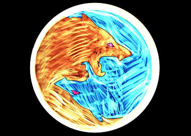 Ying and Yang fire artwork