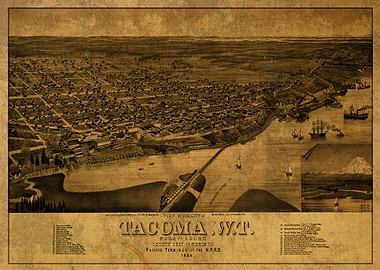 Tacoma Washington Map 1884