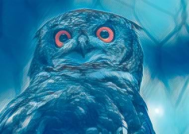 abstract owl with red eye