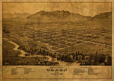 Ogden Utah City Map 1885