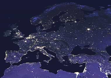 Europe at Night Map