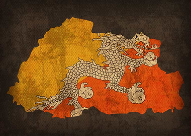 Bhutan Country Flag Map