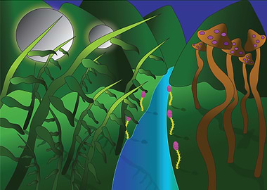 Fantasy River Moonlight