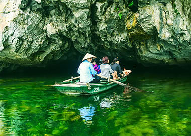 On the boat at Trang An