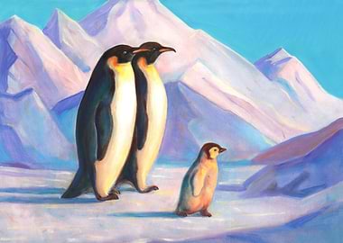 Happy Penguin Family