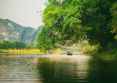 On the boat at Trang An