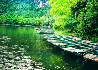 On the boat at Trang An